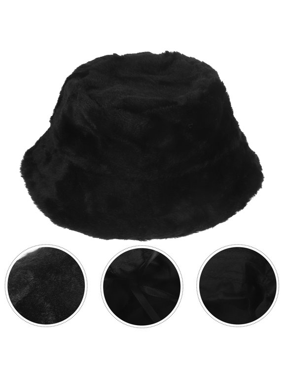 Black Fisherman Cap for Women, Thick Warm Winter Hat with Construction, 1 Pack