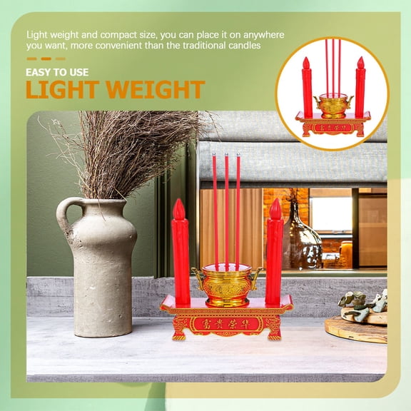Luxshiny Red LED Pillar Candles Flameless Candle Lights for Visiting Relatives and Festive Decor