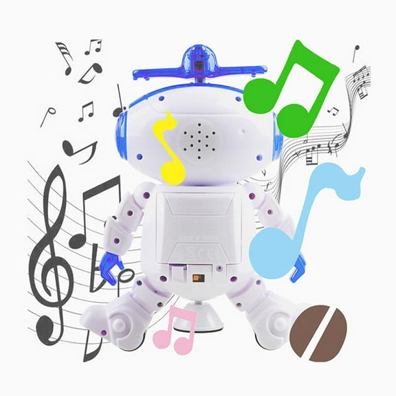 Luxshiny Flashing Light Electric Dancing Robot in White Rotates with Fun Music and Moves