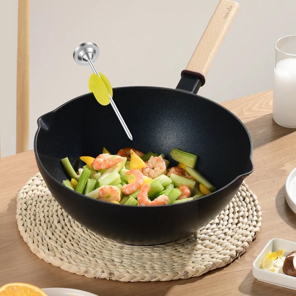 Luxshiny Flexible Groove Silicone Thermometer Pot Clip Yellow for Cooking Grilling and Candy Making