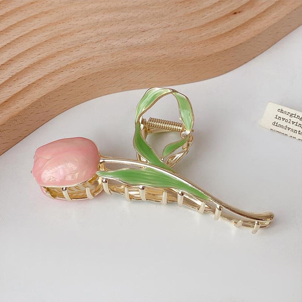 Luxshiny Flower Hair Clip Alloy Pink Clip for Women with  display picture 3