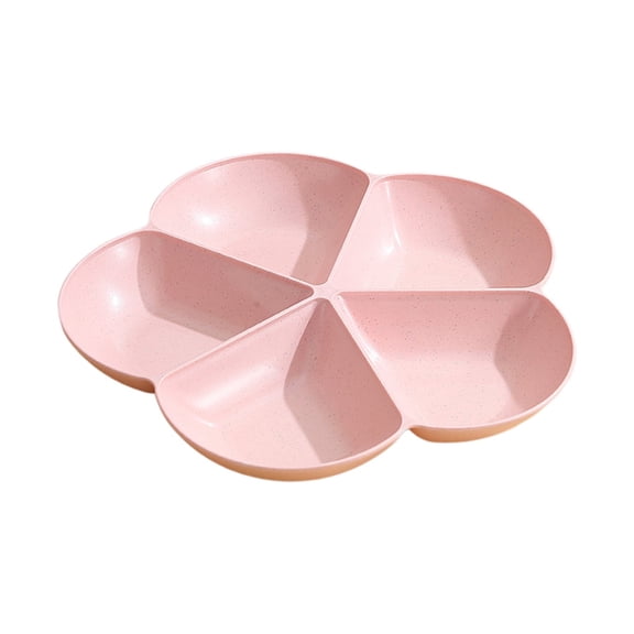 Luxshiny Flower Shaped Plastic Divided Serving Tray for Parties Elegant Snack and Fruit Platter for Appetizers and Entertaining Pink