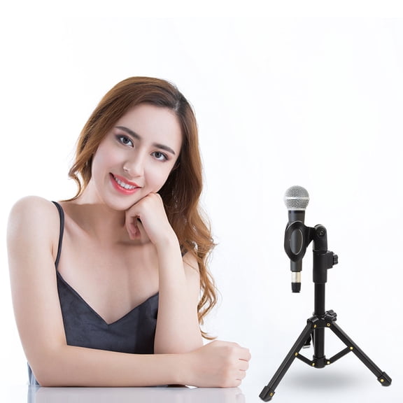 Luxshiny Foldable Desktop Microphone Stand Metal Construction for Recording Podcast and Speech