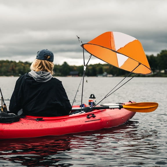 Luxshiny Foldable Orange Kayak Sail with Clear Window Compact Design for Canoe Paddle Downwind Sailing Accessories