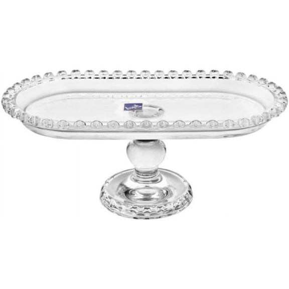 Luxshiny Footed Fruit Serving Tray European Style Dessert Snack Display Plate Oval Crystal Glass Appetizer Tray Decorative Food Dishes for Dried Fruits Nuts Table Centerpiece