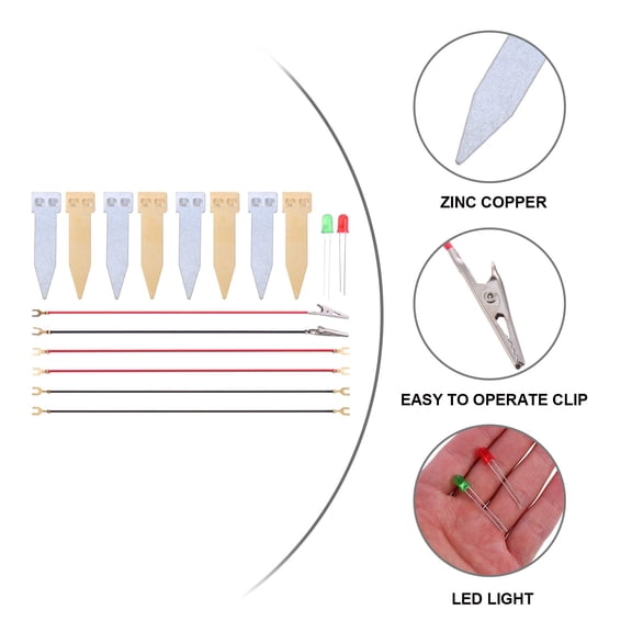Luxshiny Fruit Battery Experiment Device for Student Science Projects Assorted Color Zinc Copper 2 Sets