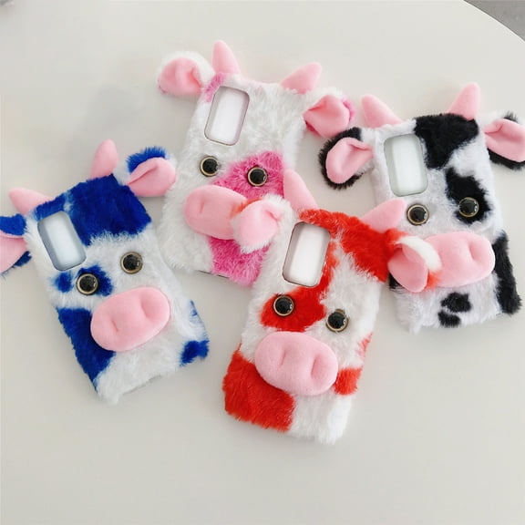 Luxshiny Black Tpu Decorative Phone Cover with Plush Shock Proof Protective Phone Case for Smartphone