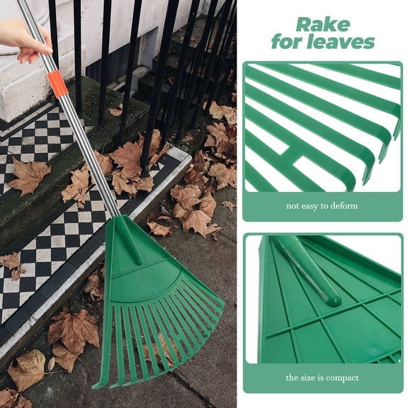 Luxshiny Garden Leaf Rake for Lawn Cleaning 1Pack with Rectangular Head and Ergonomic Handle 13.8*10.6*1.2in