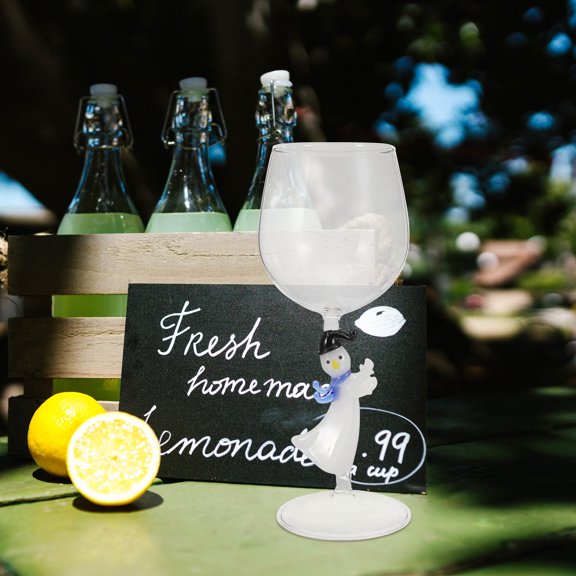 Luxshiny Glass Wine Goblet with Snowman Decoration for Christmas and Cocktail Use