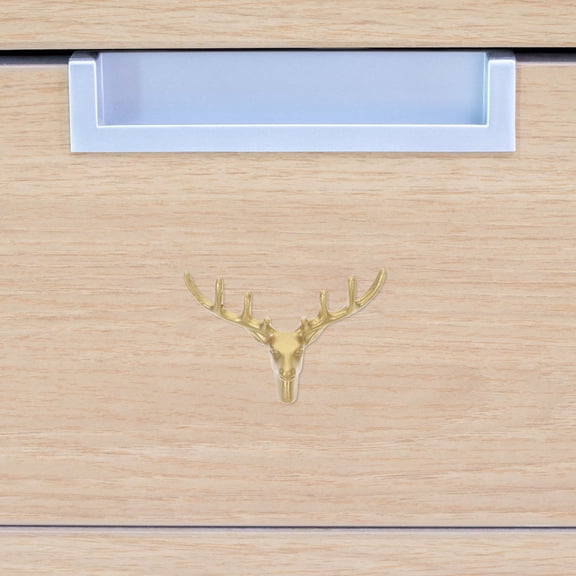 Luxshiny Golden Brass Deer Head Cabinet Knob for Stylish Home Decor Easy Installation Ideal for Wardrobes Drawers