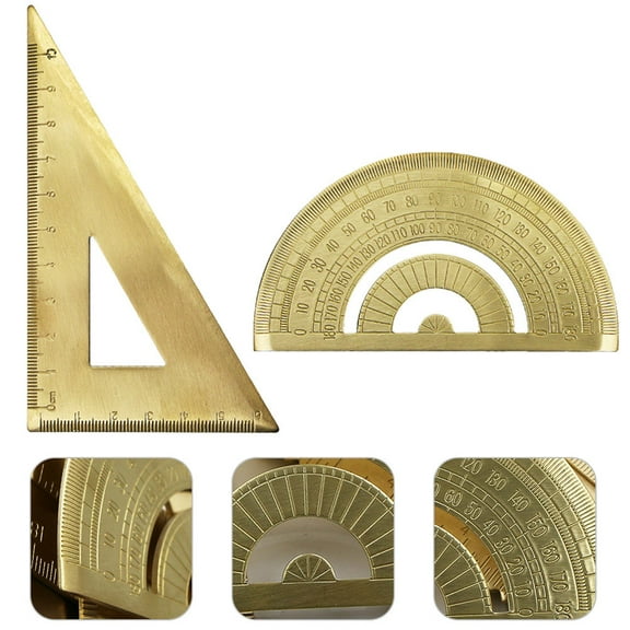 Luxshiny 1Set Lightweight Golden Brass Drawing Triangle Ruler with Clear Scale for Efficient Measurement Use