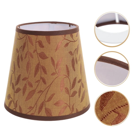 Luxshiny Small Golden Cloth Lampshade for Wall Lamp Replacement with Decorative Willow Leaves Pattern Light Cover