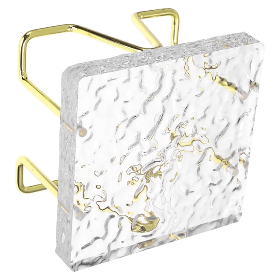 Luxshiny Golden Desk Card Display Stand with Large Capacity Cube Note Holder for Office and Home Organization