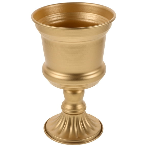 Luxshiny Golden Metal Urn Planter Elevated Roman Style Flower Pot Vintage Decorative Plant Holder