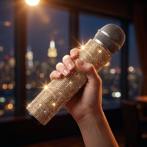 Luxshiny Microphone Cover with Rhinestone for Karaoke, Events, and Party Decoration Accessory