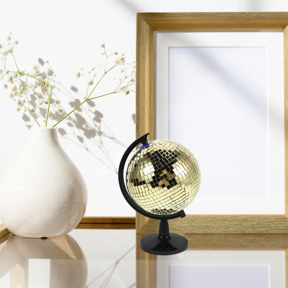 Luxshiny Golden Mirror Disco Ball Globe Reflective For Home Office 1Pack