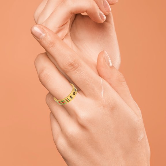 Luxshiny Golden Thirteen Wonders Mahjong Ring Unique Prosperity Symbol