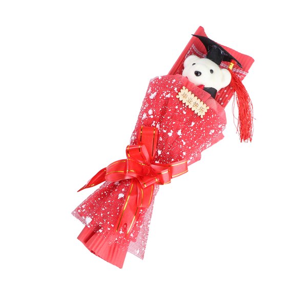 Luxshiny Graduation Bear Bouquet Red Cloth for Graduation Ceremony 1Pack