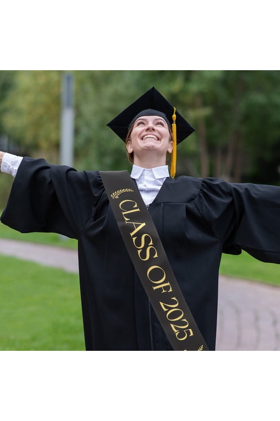 Graduation Party Dress Up Senior Sash Black 1Pack Party Decoration For Celebrations Class Of 2025