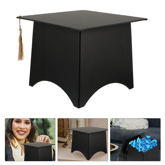 Luxshiny Graduation Season Party Candy Box Graduation Cap Black Copper Paper Storage 1 Set