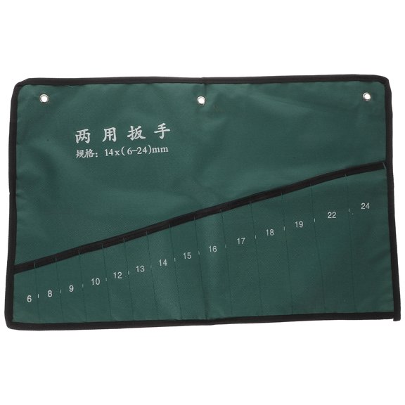 Luxshiny Green Canvas Roll Up Spanner Pouch with 14 Pockets Tools Storage Bag Durable and Portable