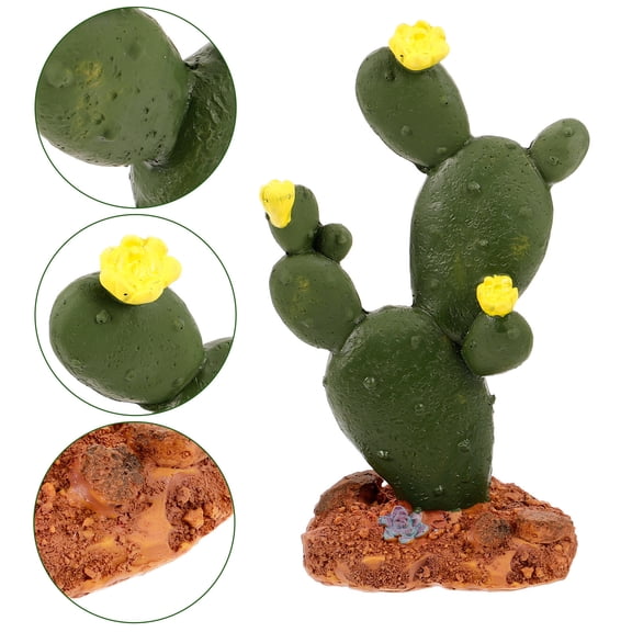Luxshiny Green Simulated Cactus Statue Artificial Plant Figurine for Tabletop Home and Office Decor