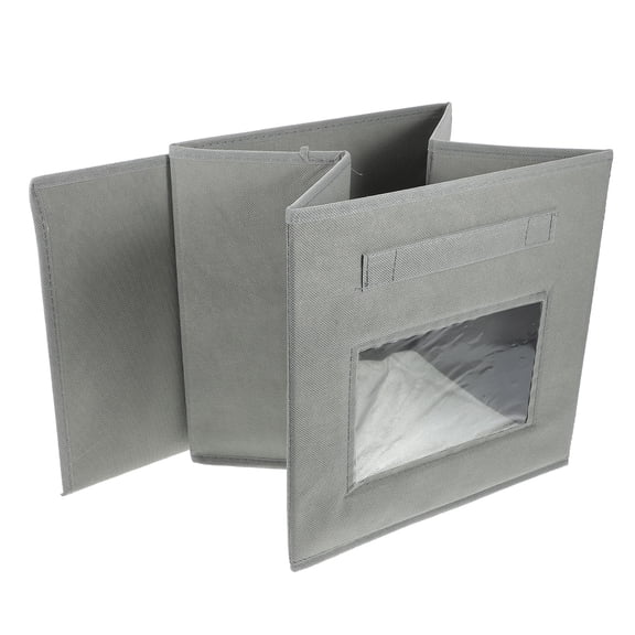 Luxshiny Grey Folding Storage Box with Window, Multi-Purpose Organizer for Clothes, Towels, and Household Sundries