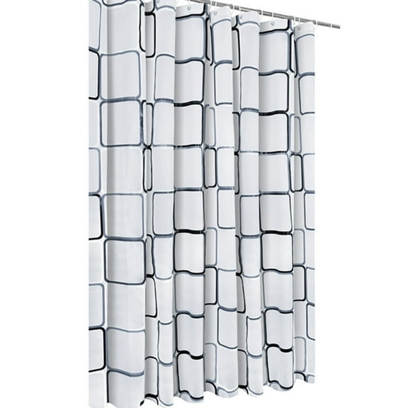 Luxshiny Grid Design Shower Curtain Waterproof for Bathroom Use White 1Set