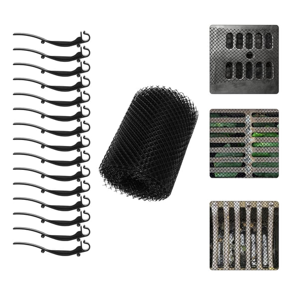 Luxshiny Black Gutter Screen Covers Mesh Gutter Guard Protector Set with PP Material