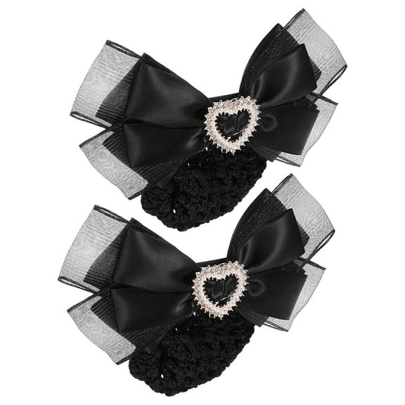 Luxshiny Hair Bun Net Bowknot Hair Clip Professional Design for Women 2Pcs
