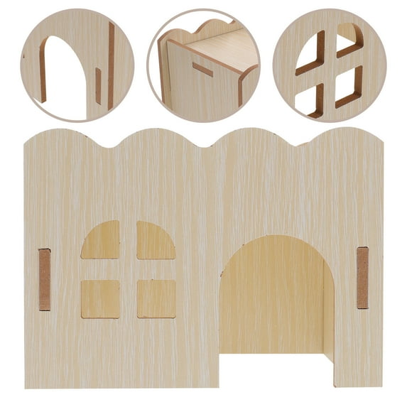 Luxshiny Natural Wooden Hamster House Hut Small for Guinea Pigs and Small Animals 1 Piece