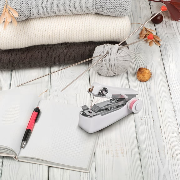 Luxshiny Handheld Sewing Machine White Stainless Steel Durable for Repairing Clothes