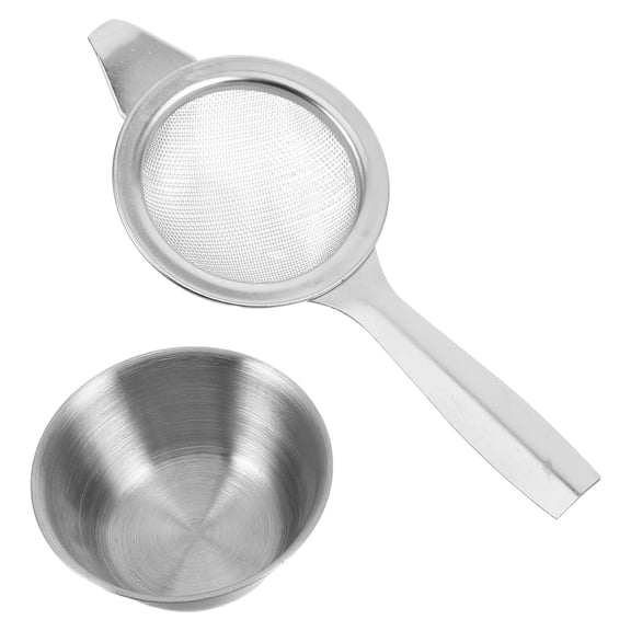 Luxshiny Handheld Stainless Steel Tea Strainer with Drip Bowl and Fine Mesh for Kitchen and Bar
