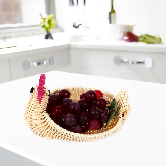 Luxshiny Handmade Beige Rattan Woven Basket Animal Modeling Easter Fruit and Candy Storage Container