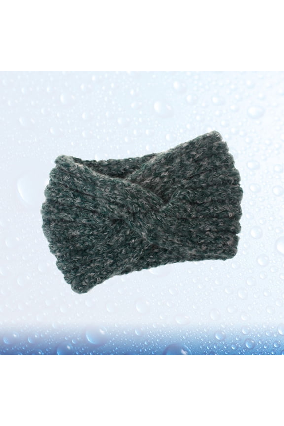 Green Woolen Yarn Headband Knitted Hair Hoop Cross Hair Band Warm Handmade Accessory