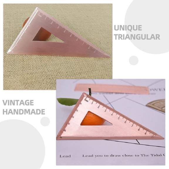 Luxshiny Handmade Light Brown Copper Drafting Triangle for Professional and Student Use
