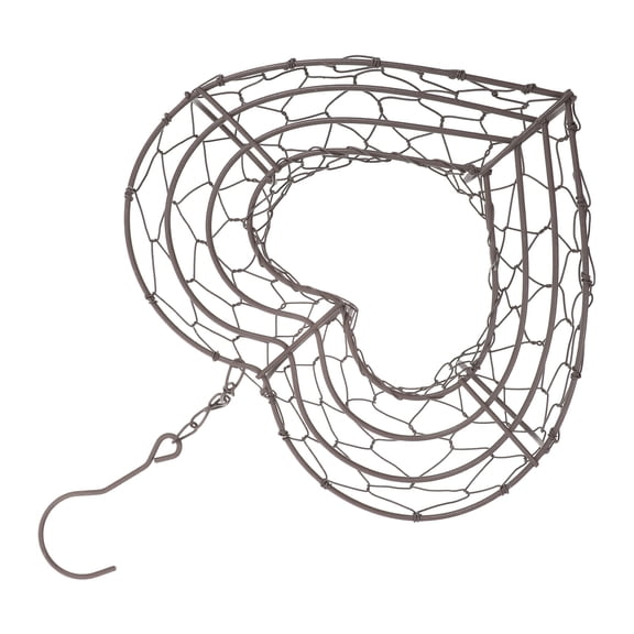 Luxshiny Handwoven Light Brown Iron Wire Heart Planter Frame for Hanging Flower Pots and Plants