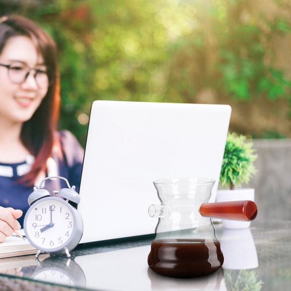 Luxshiny Glass Coffee Pot with Wooden Handle Manual Coffee Maker for Home Office and Restaurant Use