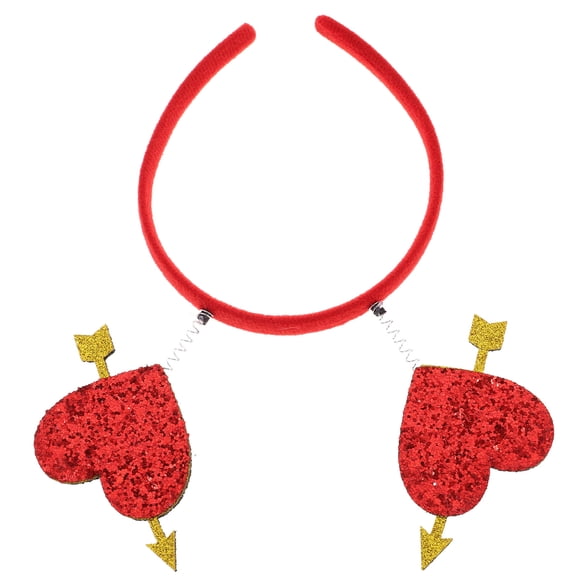 Luxshiny Red Glitter Cupid Heart Headband Day Accessory for Women and Girls