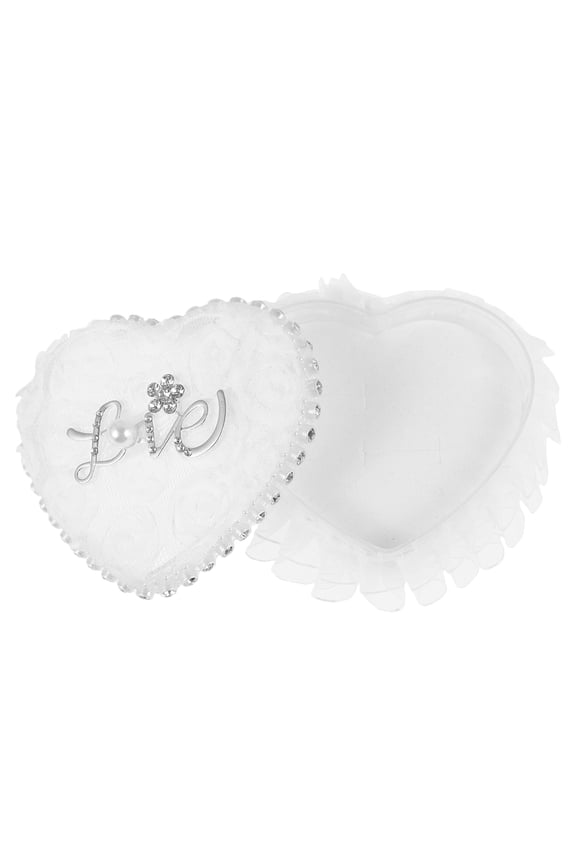 Wedding Jewelry Box Heart Shaped Pendant Box Plastic White 1Set
