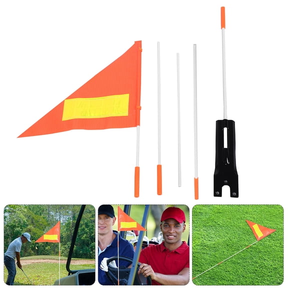 Luxshiny High-Visibility Orange Safety Flag with Reflective Strip and Mounting Bracket for Golf Carts, Bikes, and Scooters