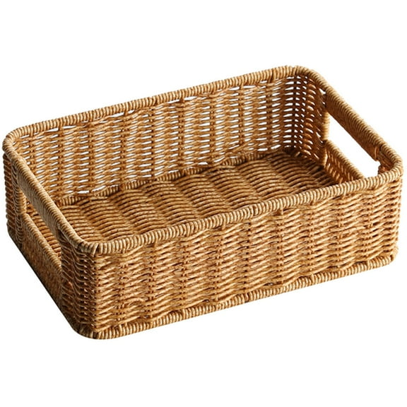 Luxshiny Home Storage Basket Light Brown Rattan Weaving Design for Desktop and Bathroom Use