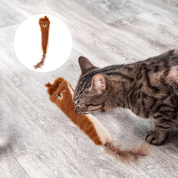 Luxshiny Interactive Catnip Toy for Cats with Plush Material, Crinkle Sound, Light Brown Cartoon Design, 10 Inches