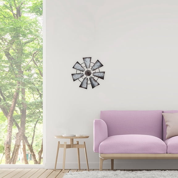 Luxshiny Versatile Iron Windmill Wall Ornament with Distressed Finish for Country Home Decor