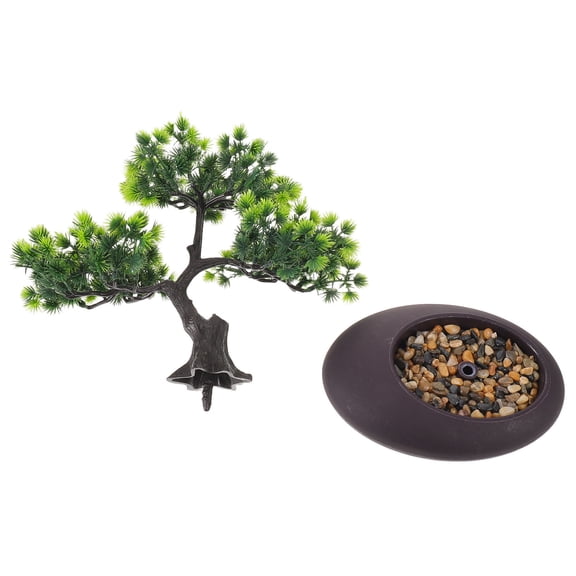 Luxshiny Japanese Style Green Artificial Pine Bonsai for Sushi Plate and Aquarium Decoration
