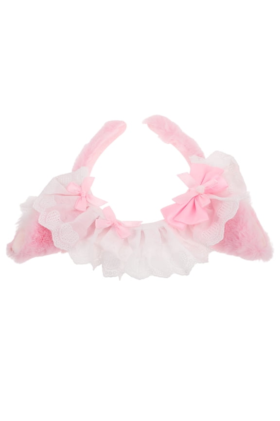 Kawaii Headband With Pink Plush Cat Ears For Women And Girls Cosplay Accessory