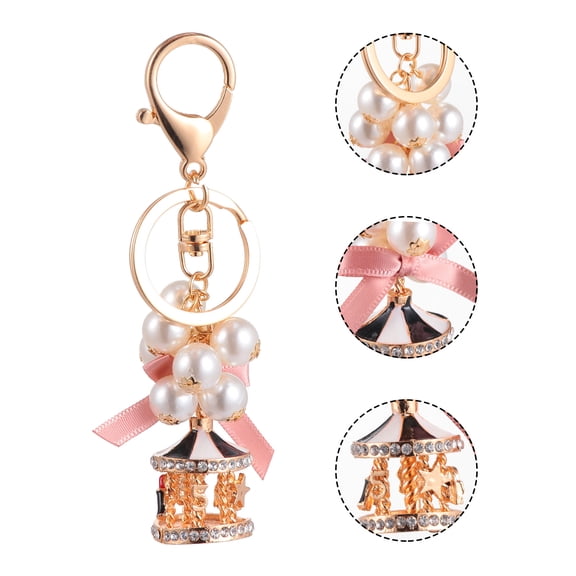 Luxshiny Stylish Black Key Ring Merry-Go-Round Key Holder Lightweight Bag Pendant