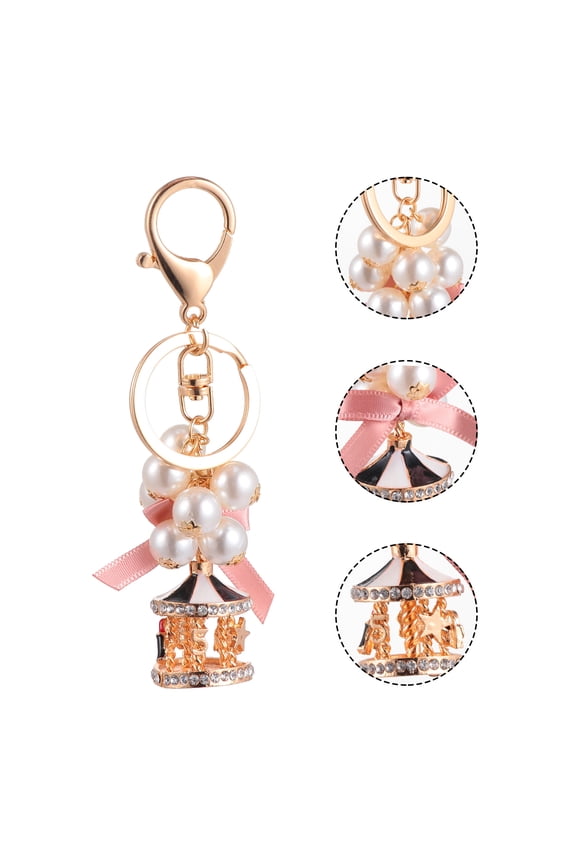 Stylish Black Key Ring Merry-Go-Round Key Holder Lightweight Bag Pendant
