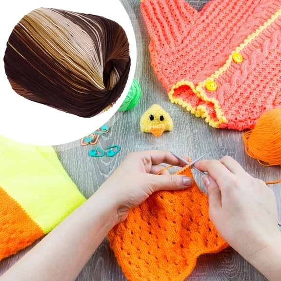 Luxshiny Knitting Yarn Brown Gradient Cotton Yarn Material Super Soft Thick Crochet Thread for Sweaters and Hats