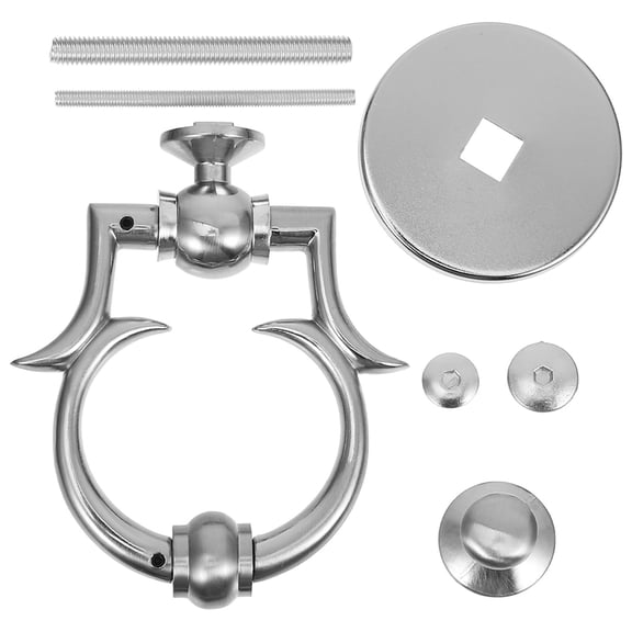 Luxshiny Knocker for Front Door European Simple Design Zinc Alloy Silver Door Handle Knocker 1Set